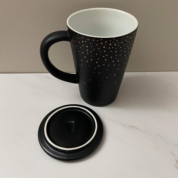 David's Tea Let It Shine Perfect Mug with lid Black Gold Cup 12oz - Picture 3 of 4